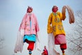 XiÃ¢â¬ËÃ¢â¬â¢an, China-Feb 13, folk artist performing Shehuo,Shehuo is a nonmaterial cultural heritage to celebrate the New Year